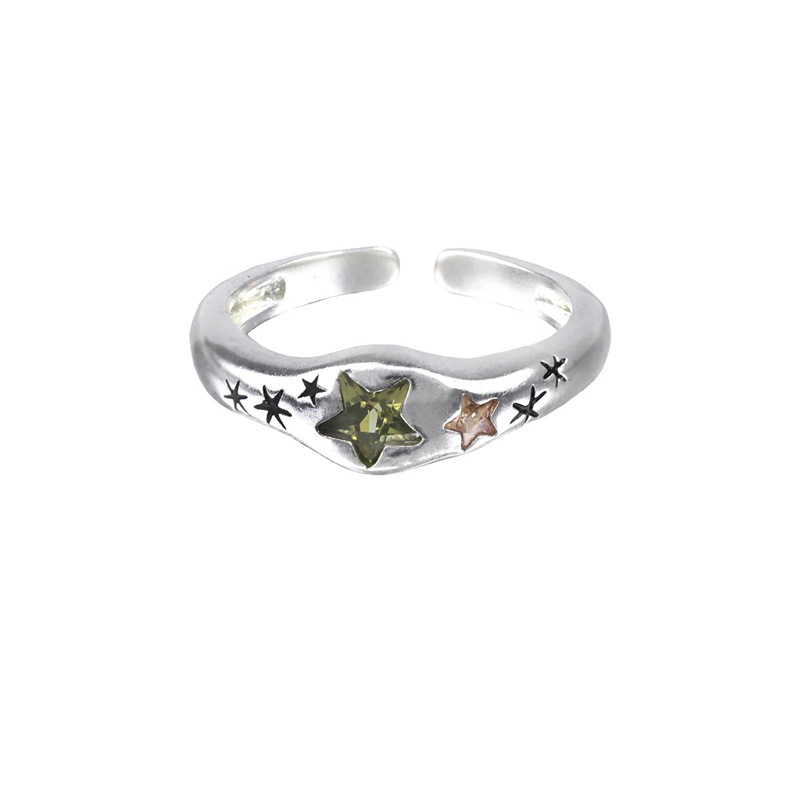The ring girl's cold and elegant style, star niche design, high-end, sweet and cool personality, index finger ring with an open ins ring Item Picture