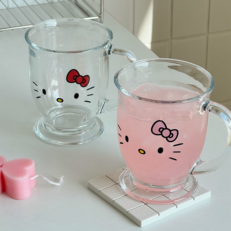 Cute KT glass cups with handles, Ins-style home coffee cups, milk water cups, and high appearance standards Application Scenario