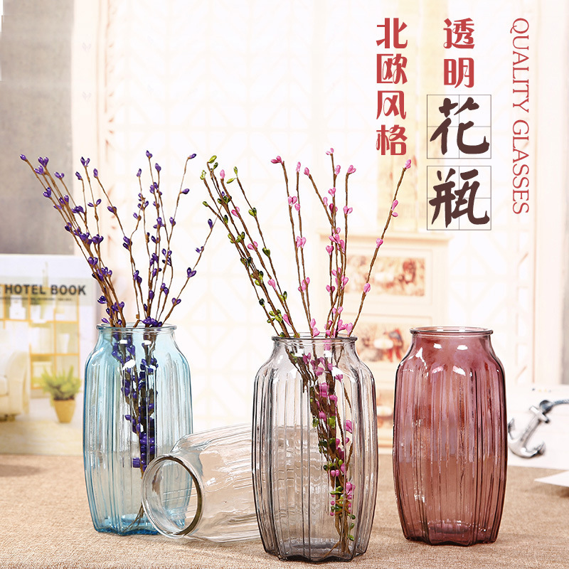 European simple country style, hemp rope hanging ring, colorful vase, home decoration, hydroponic flower vase, flower arrangement glass bottle, living room ornaments details Picture