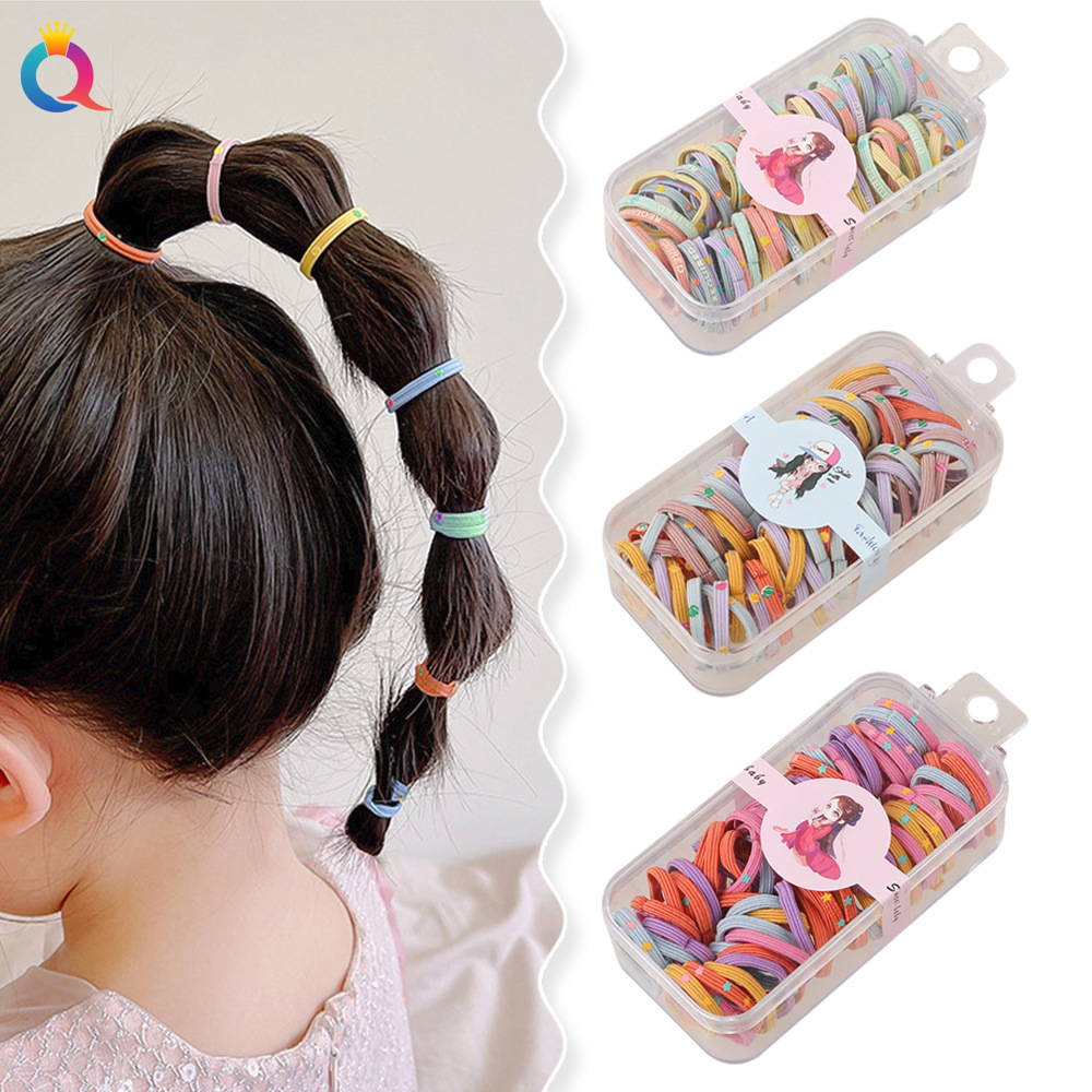 Qiyue Cross-border boxed hair accessories, printed hair ties, children's rubber bands, high-elasticity hair ties, hair accessories and hair bands wholesale details Picture