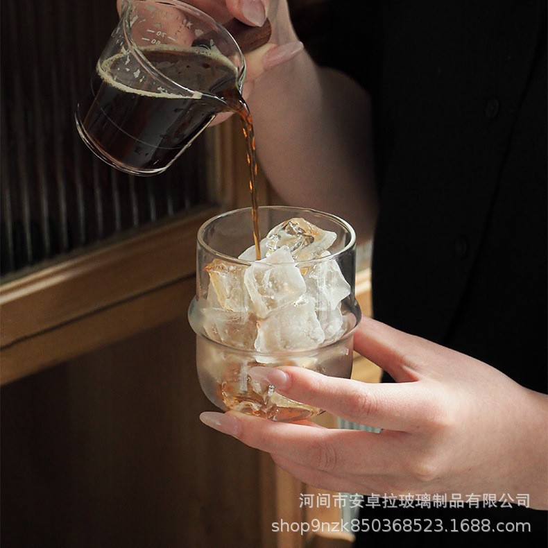 Design sense: Niche retro transparent glass cup, cute hat cup, milk cup, latte cup, dessert cup, coffee cup Application Scenario