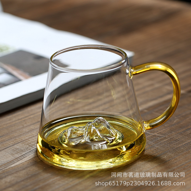 Fuji Mountain high borosilicate glass cups, vintage water cups, coffee cups, whisky glasses, volcano cups, sizes Specification drawing