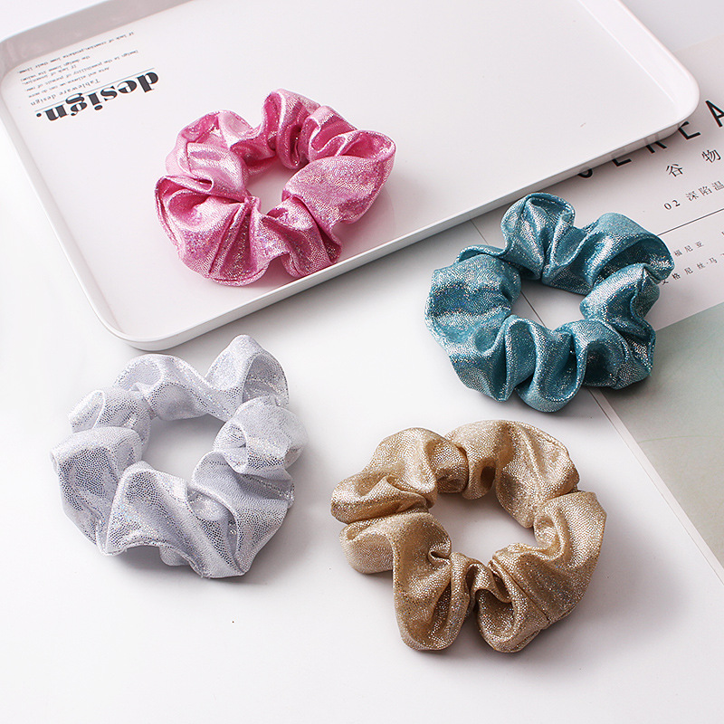 Qiyue Cross-border Supply Metal Bright color Scrunchies hair band with gilding and dual-color large intestine circle headpiece C86 Specification drawing