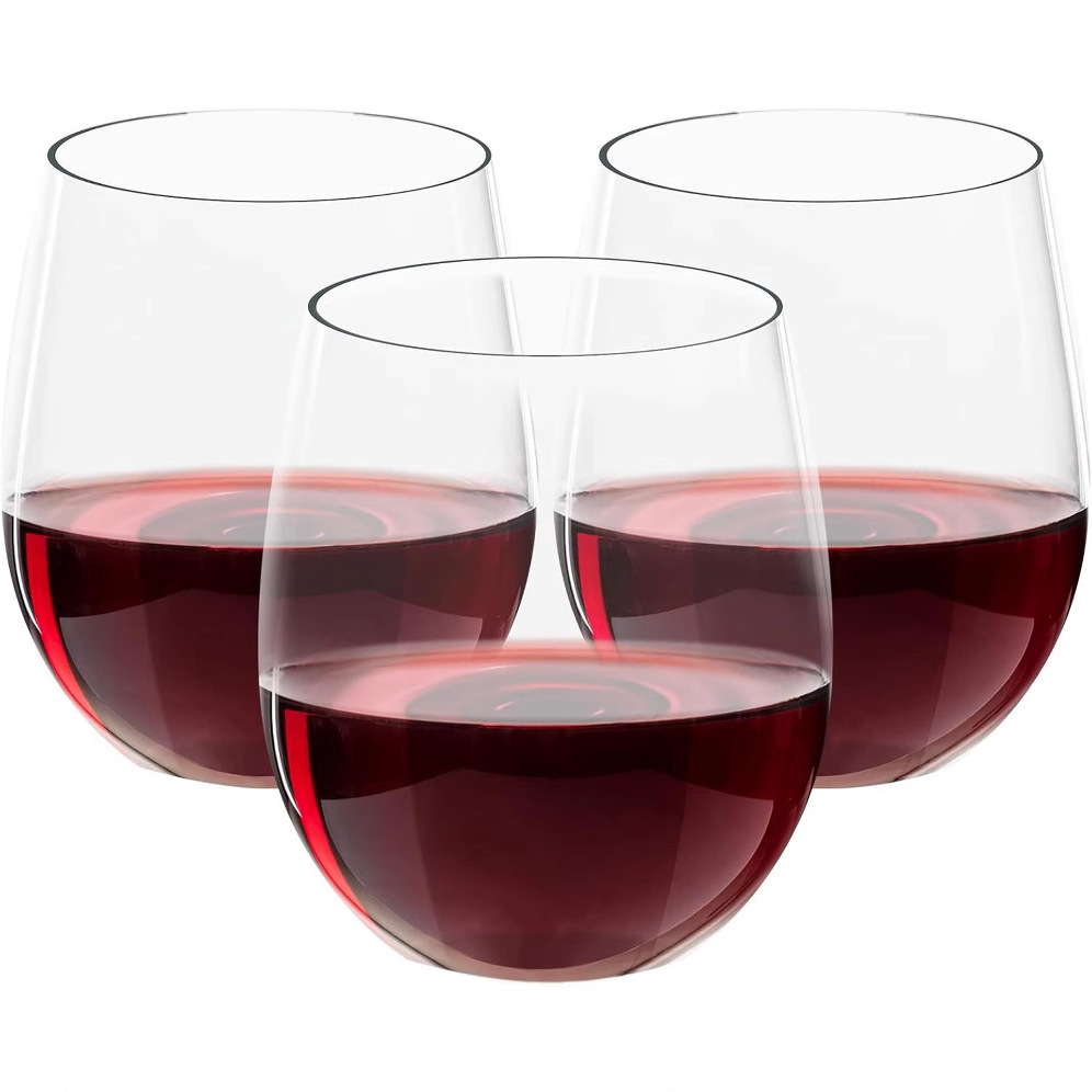 Transparent red wine glass 350ml 12oz plastic pet wine glass, beverage cup, disposable cold drink cup, egg-shaped red wine glass Item Picture