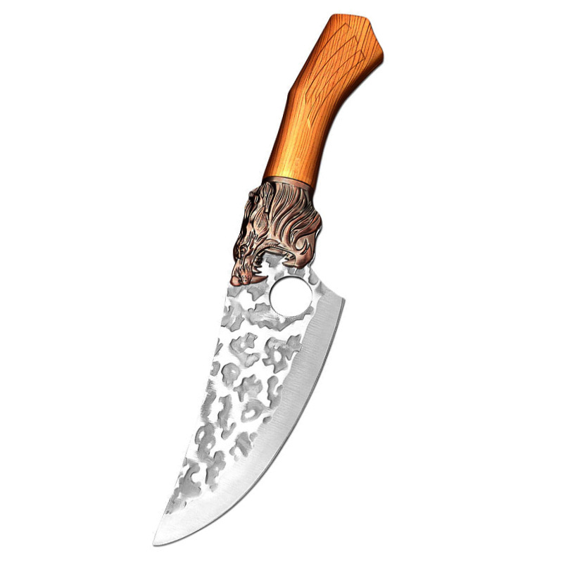 Handcrafted dragon head slaughter knife, handforged butcher's special knife, boning knife, pig-slaughtering knife, slicing knife, peeling and meat-cutting knife Item Picture