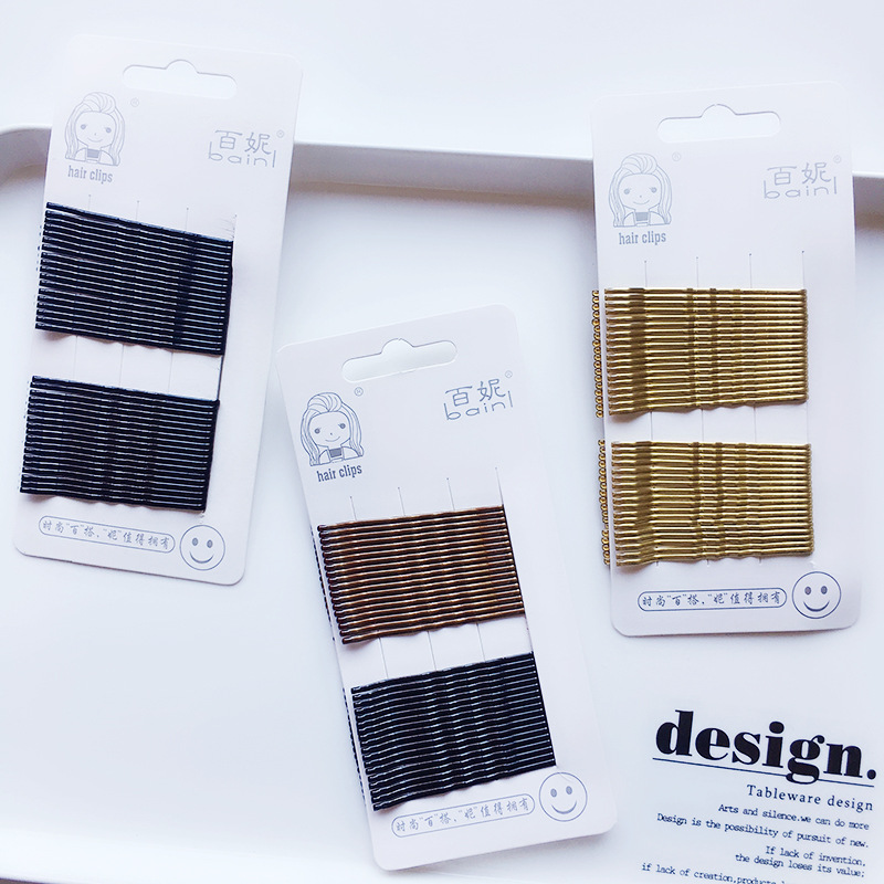 Qiyue Korean Golden Straight Clip Photo Studio Japanese Steel Wire Hairpin Bangs wavy Hairpin Hair Accessory A34 details Picture