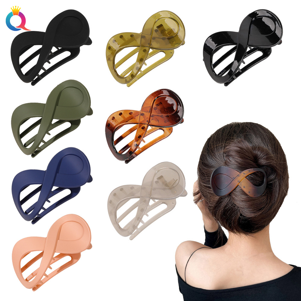 Qiyue Cross-border PC hair clips, simple 8-shaped hairpins, hair grabbers, shark clips, duckbill clips, and hair accessories wholesale full figure