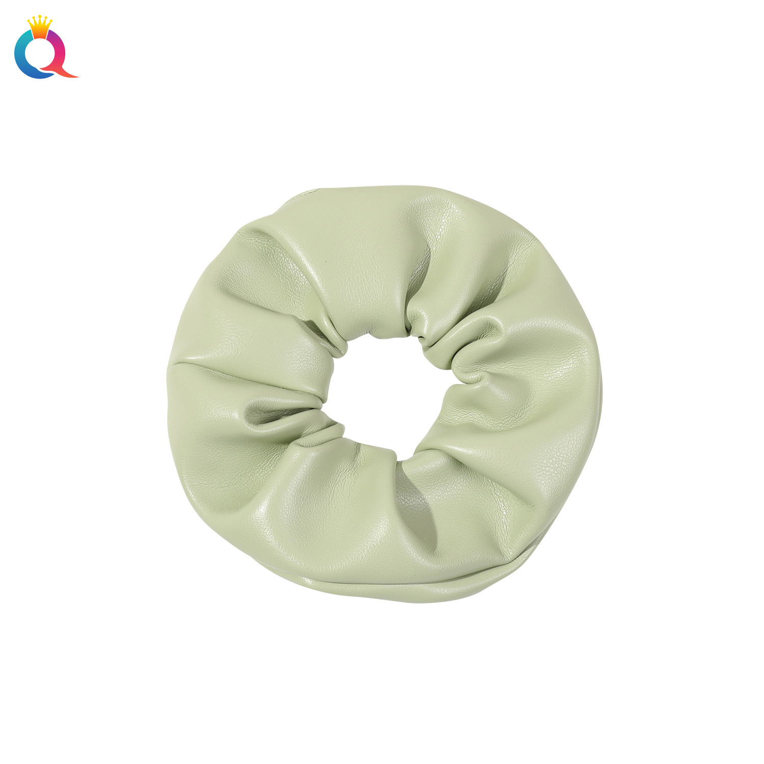 Qiyue Cross-border Solid Color PU Large Intestine Hair Band Korean version Large Leather Large Intestine Hair Band, versatile hair accessory wholesale Item Picture