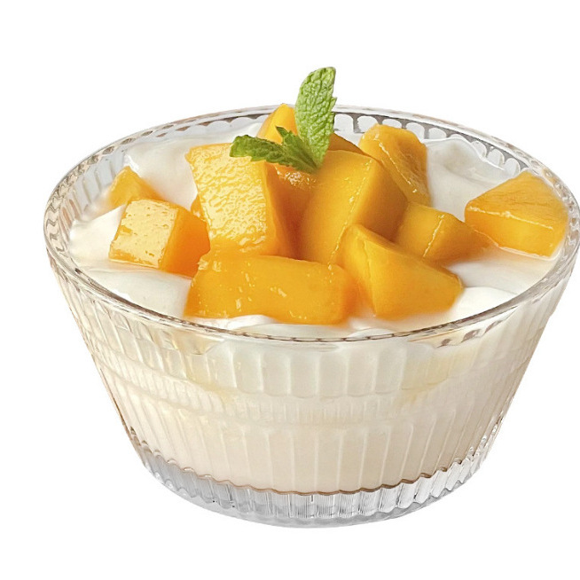 Vertical pattern dessert glass bowl, bird's nest breakfast bowl, tableware, sugar water, ice powder small bowl, fruit salad bowl, yogurt bowl Item Picture