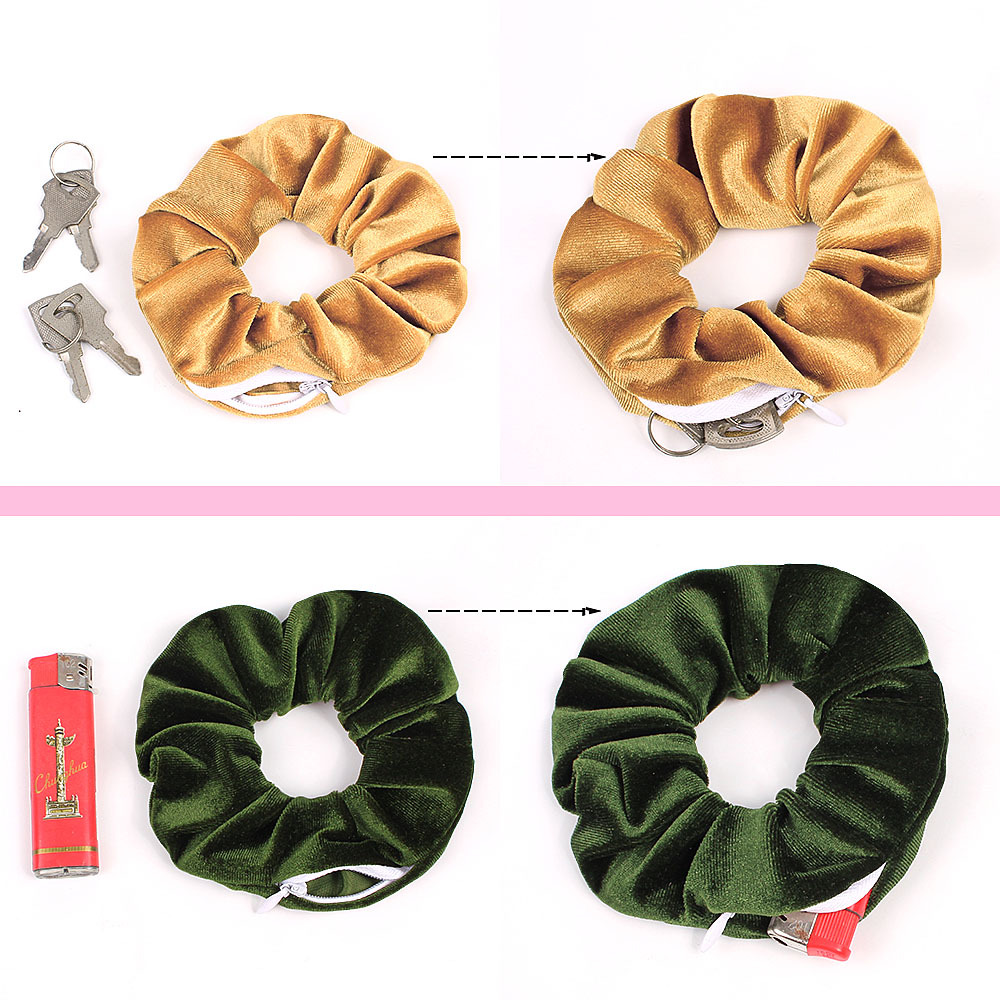 Qiyue Korean version European and American velvet fabric pig large intestine hair ring, Tensili velvet zipper large intestine hair ring wholesale manufacturer details Picture