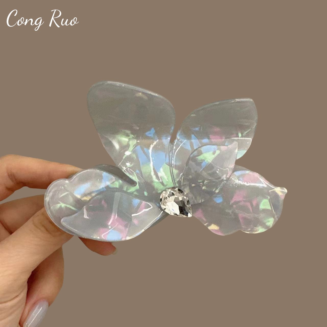 Korean super fairy-like hairpin, mermaid girl, butterfly grab, colorful and fashionable hair grab, half shark clip hair accessory at the back of the head full figure