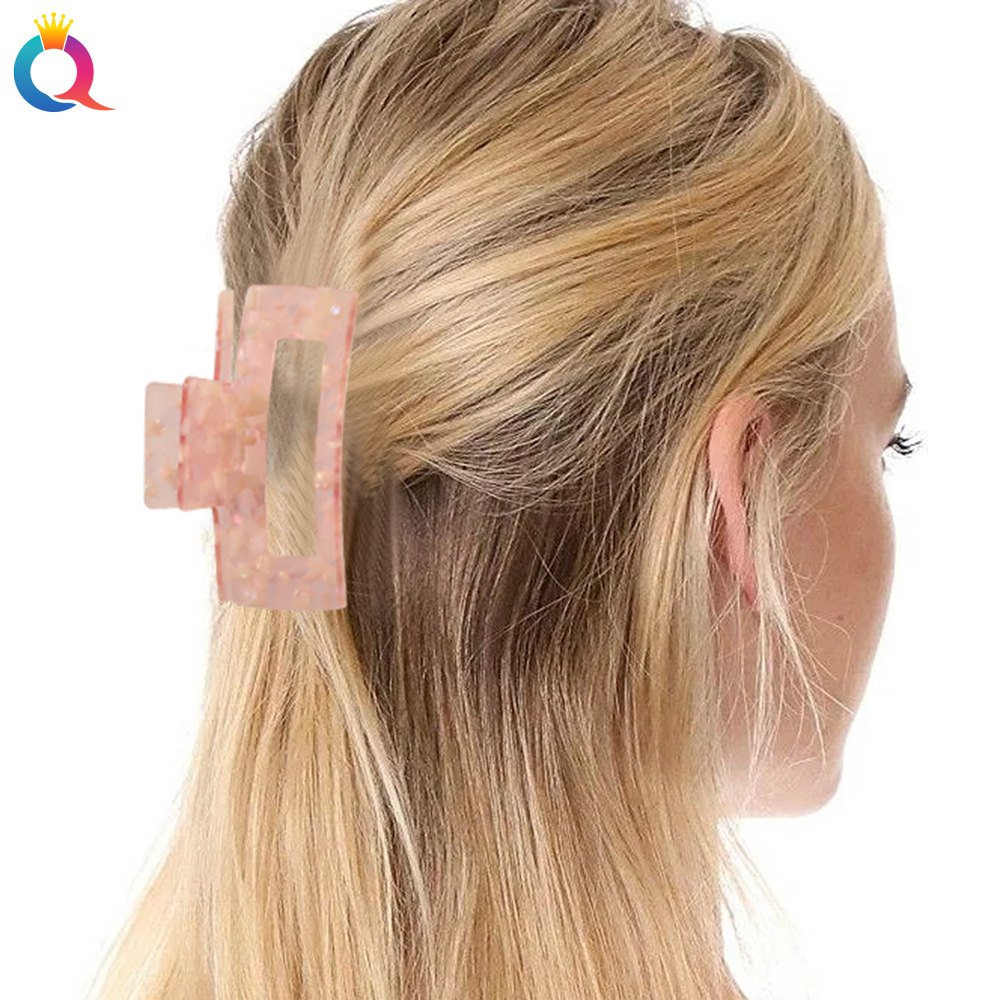 Qiyue Amazon Cross-border 13cm Large square acetic acid hair clip, versatile acetic acid gripper, shark gripper, updo gripper Specification drawing