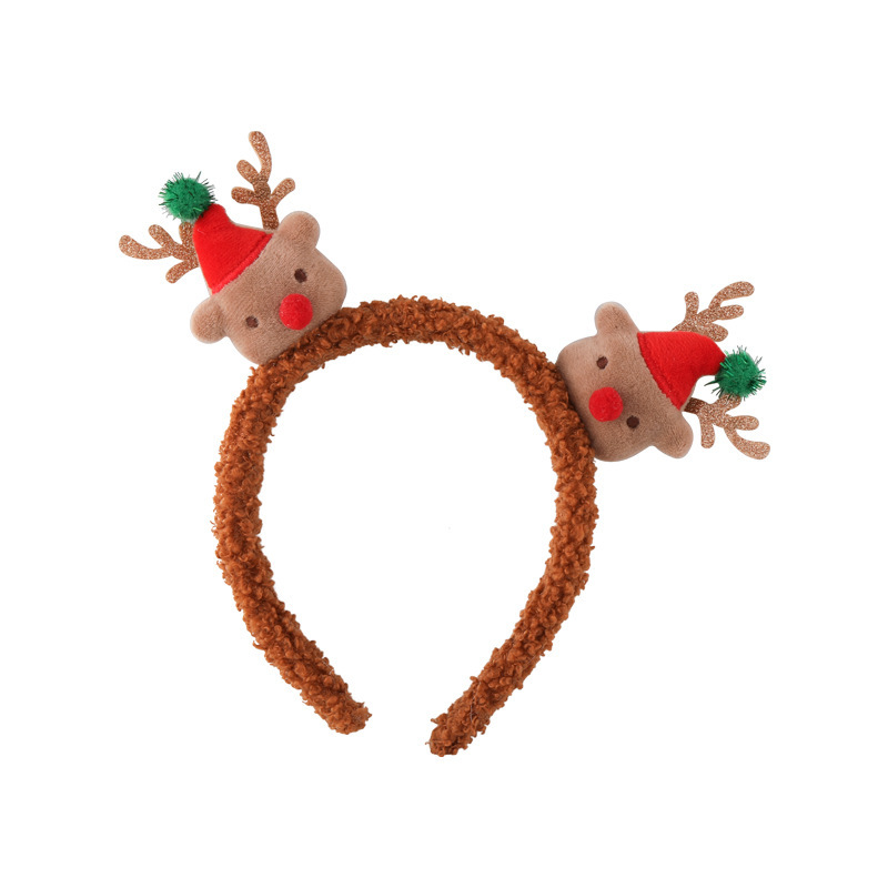 Christmas lamb plush headband, female elk antlers, snowman, cute headband, Christmas-style bell headband, face wash hair accessory Item Picture