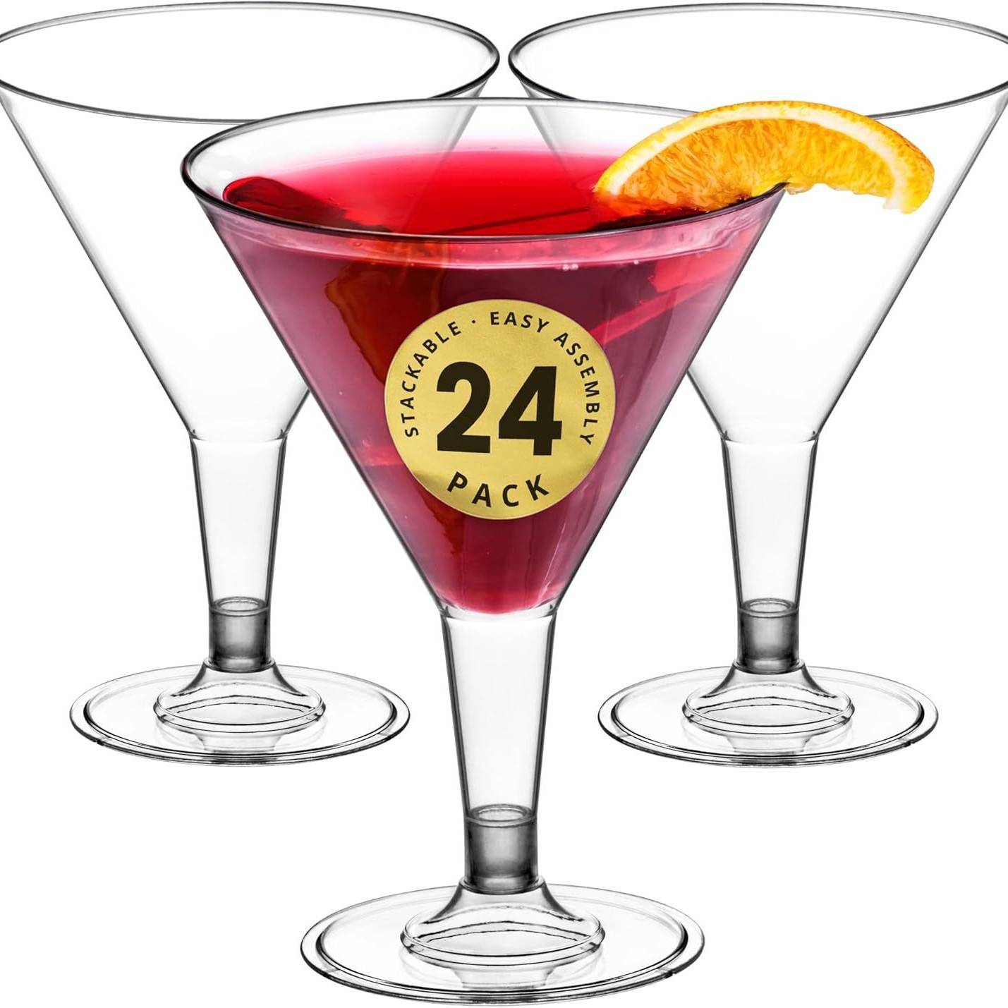 24 Martini glasses, 180ML reusable disposable red wine glasses, suitable for wedding parties, party cups, factory details Picture