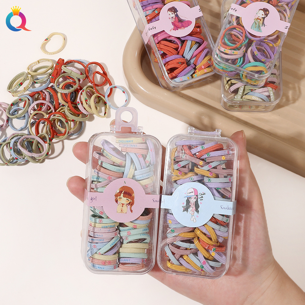 Qiyue Cross-border boxed hair accessories, printed hair ties, children's rubber bands, high-elasticity hair ties, hair accessories and hair bands wholesale Application Scenario