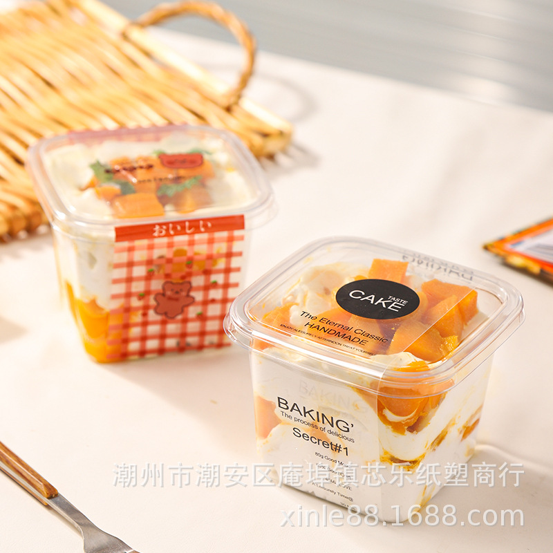 Wholesale of multi-layered mousse cake boxes, fruit scoop boxes, popular disposable stir-fried yogurt and soy milk tiramisu cups Application Scenario