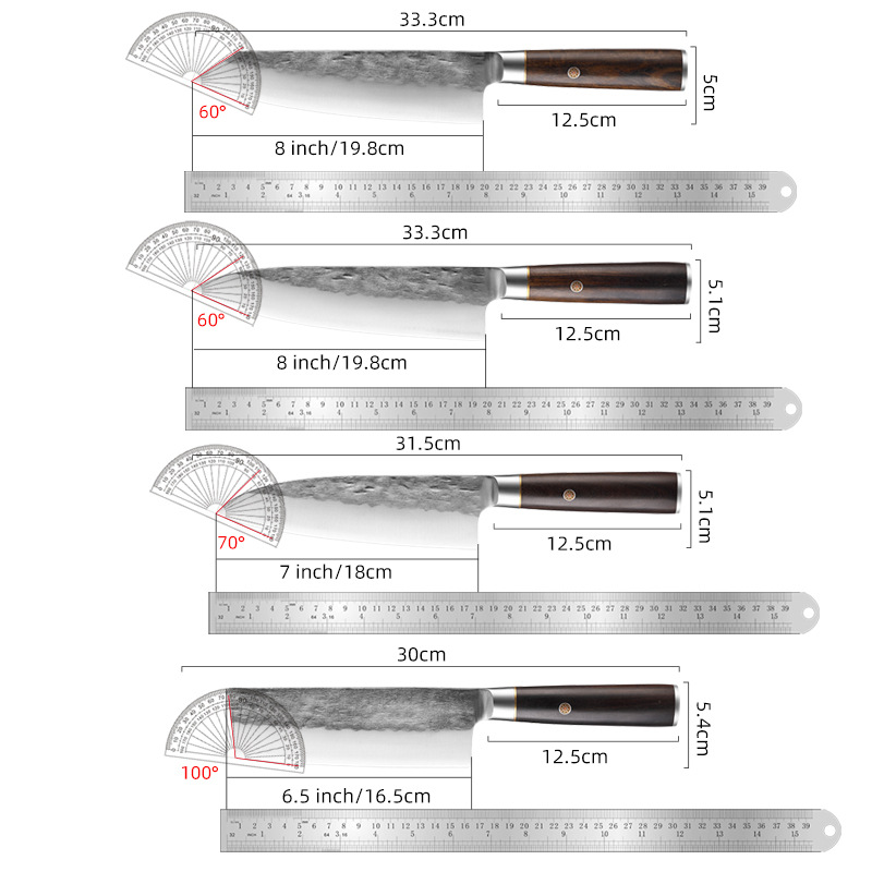 Cross-border export chef knives, hand-forged stainless steel kitchen knives, solid wood hand-handled clam blades, meat cutting knives in stock Application Scenario