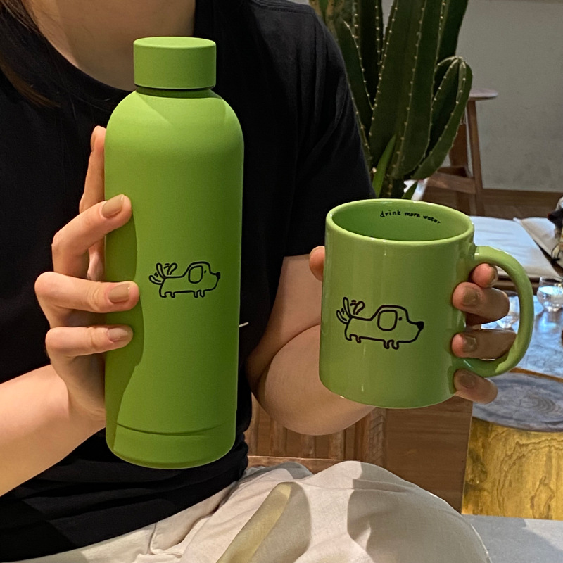 Green stainless steel insulated cups, travel cups, ceramic mugs, water cups, gift box sets, and gifts for niche products without anxiety full figure
