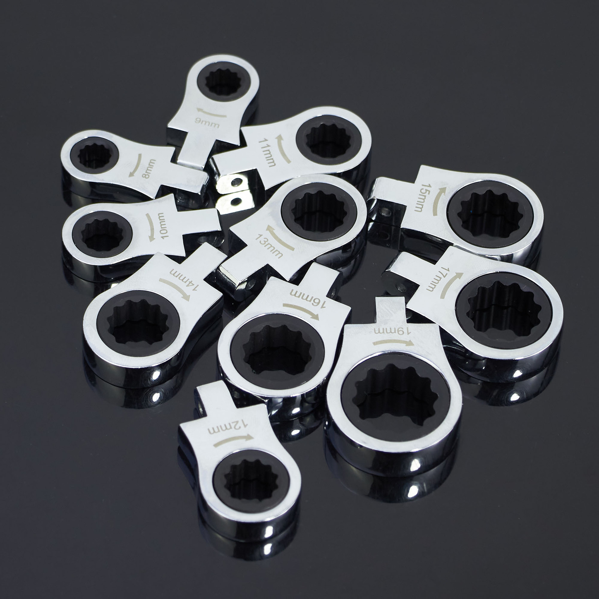 Direct sales from the original manufacturer: 12-in-one interchangeable head ratchet box wrench, adjustable head ratchet wrench, quick wrench Specification drawing