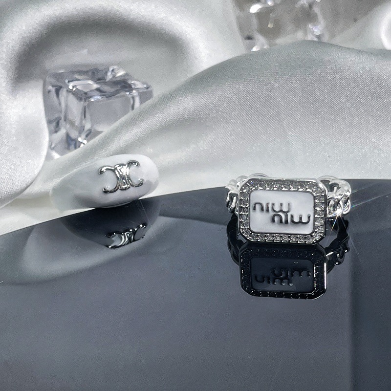 White letter-patterned punk open ring, a unique and versatile fashion food ring for girls and hot girls, autumn and winter accessories Specification drawing