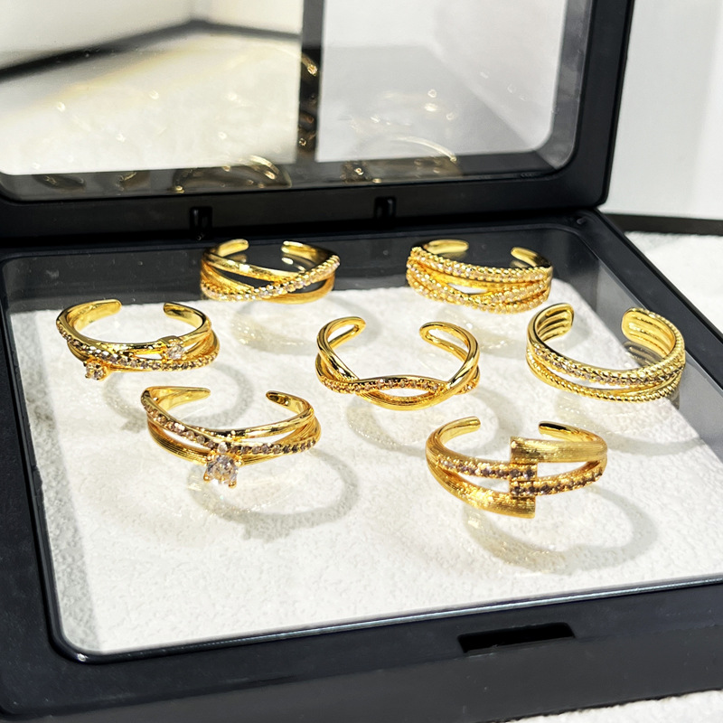 New Chinese-style retro multi-layer cross-line fashionable open ring, a niche design sense for women, elegant and exquisite ring trend details Picture