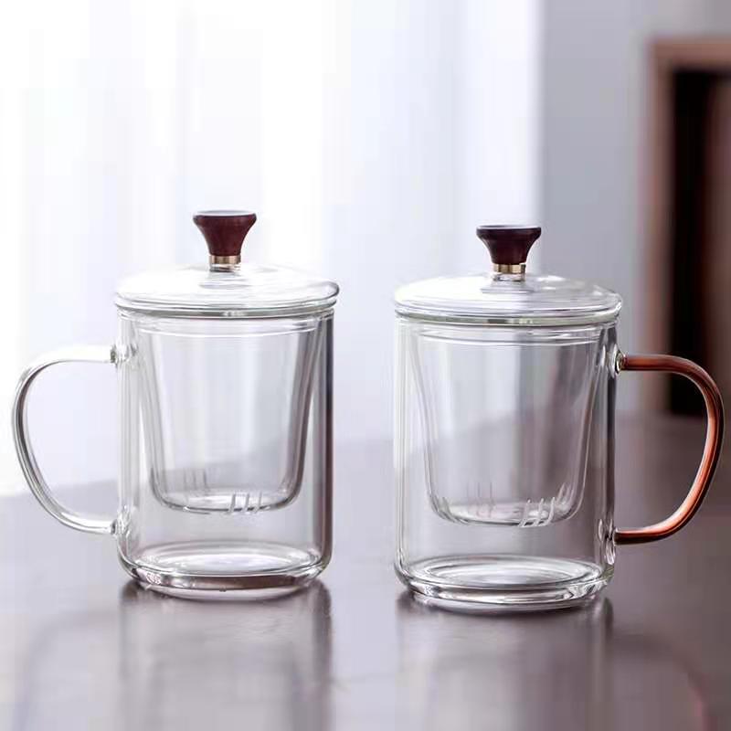 Tea-water separation brewing cup, men's office glass cup, Japanese-style filtering flower tea cup, personal special cup Specification drawing