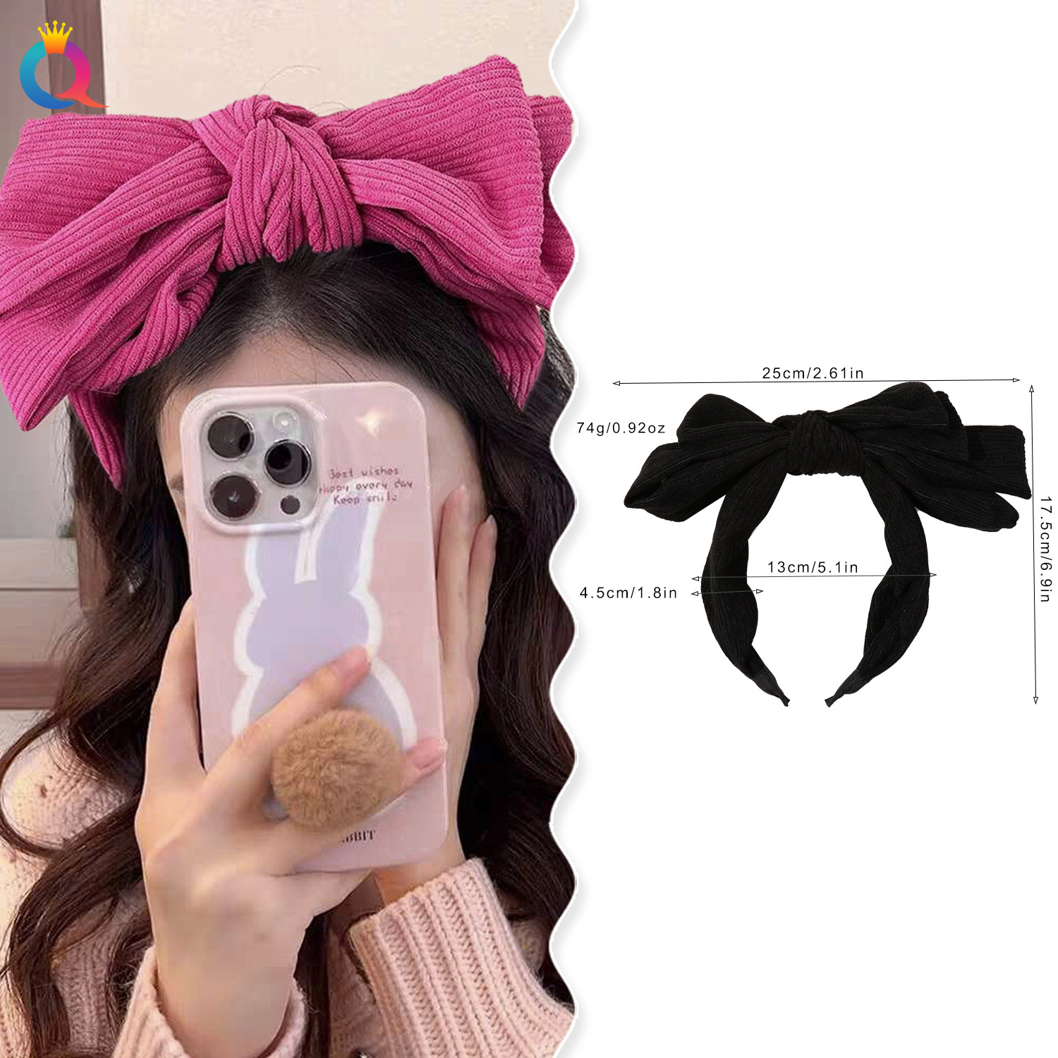 Qiyue Cross-border Multi-layer Bow wide-edge hair band, Women's high head top facial cleansing headband, Elegant hair hole hair accessories wholesale details Picture