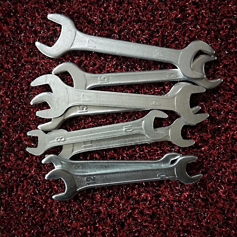 Discounted sales of self-made galvanized stamped open-end wrenches for children's strollers and bicycles, double-head open-end matching fixed wrenches Specification drawing