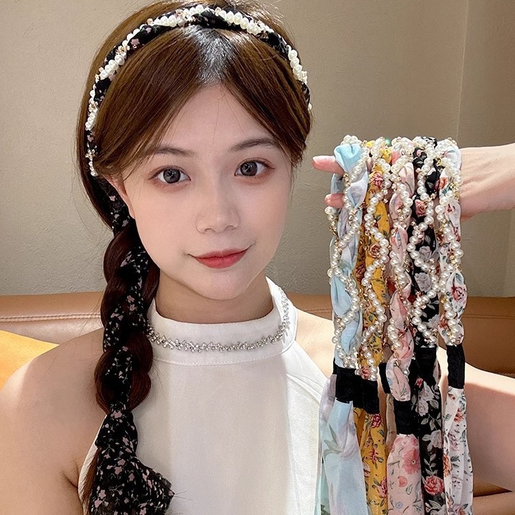 Floral ribbon headbands, forest-style silk scarves, hair ties, braid headbands and hair bindings for women's daily wear, exude a sense of sophistication Specification drawing