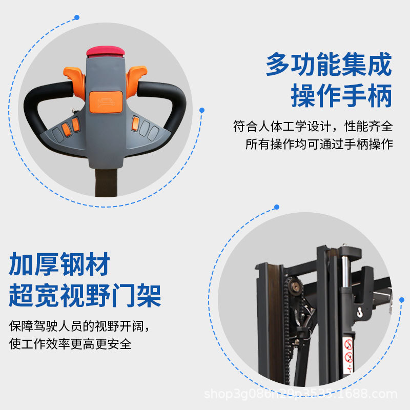 Ride-on electric four-wheel forklifts, new energy forklifts, fully automatic hydraulic lifting and handling trucks, forklifts in various specifications details Picture