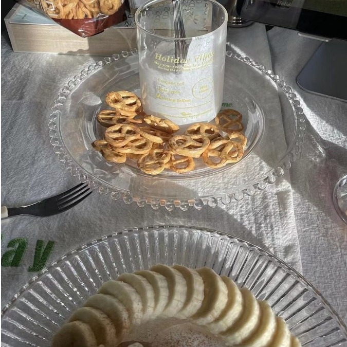 Boli Mei Korean Instagram-style glass plate, the same style as the blogger's pastry plate, dessert plate, bead plate, and teenage girl pose for photos Specification drawing