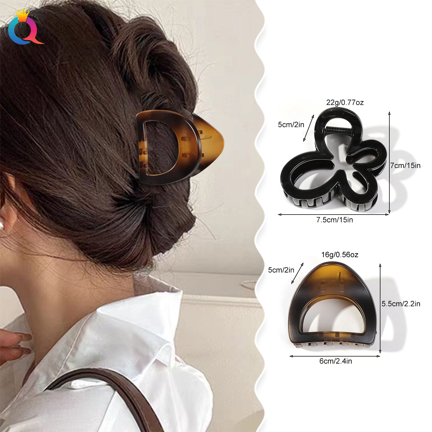 Qiyue Cross-border Matte butterfly Hair Clips, fashionable updo hair clips, women's back head shark clips, hair accessories wholesale details Picture