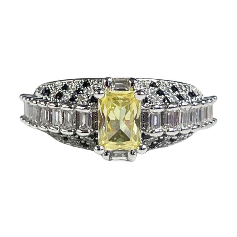 European and American light luxury colored gemstones, with a sense of high-end, individuality and versatility, open ring, fashionable, sweet and cool for women, ins cold style ring accessories Item Picture