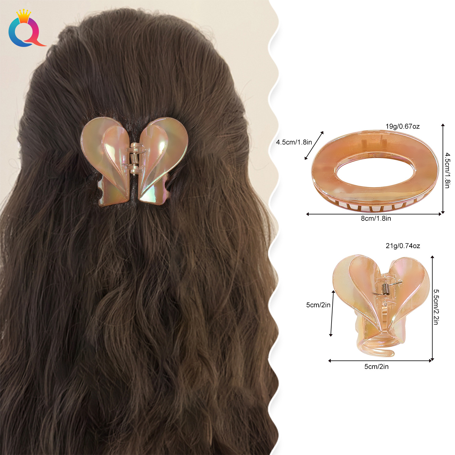 Qiyue Cross-border Electroplated gradient small hairpin, sweet and versatile for girls, high-end hairpin, shark clip details Picture