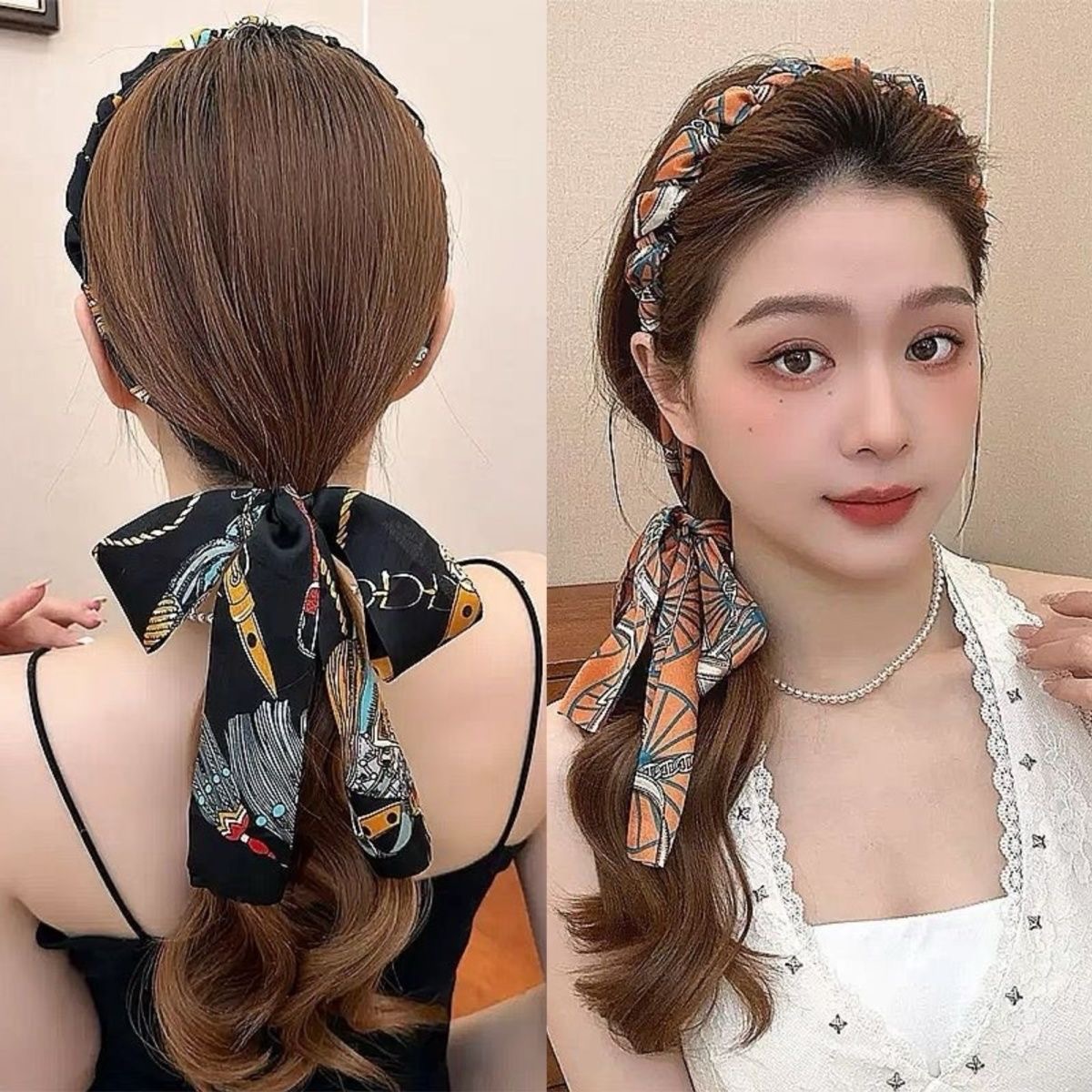 Retro braid comb, wavy ribbon headband, women's 2025 new high head top headband, one-piece hair clip headwear Application Scenario