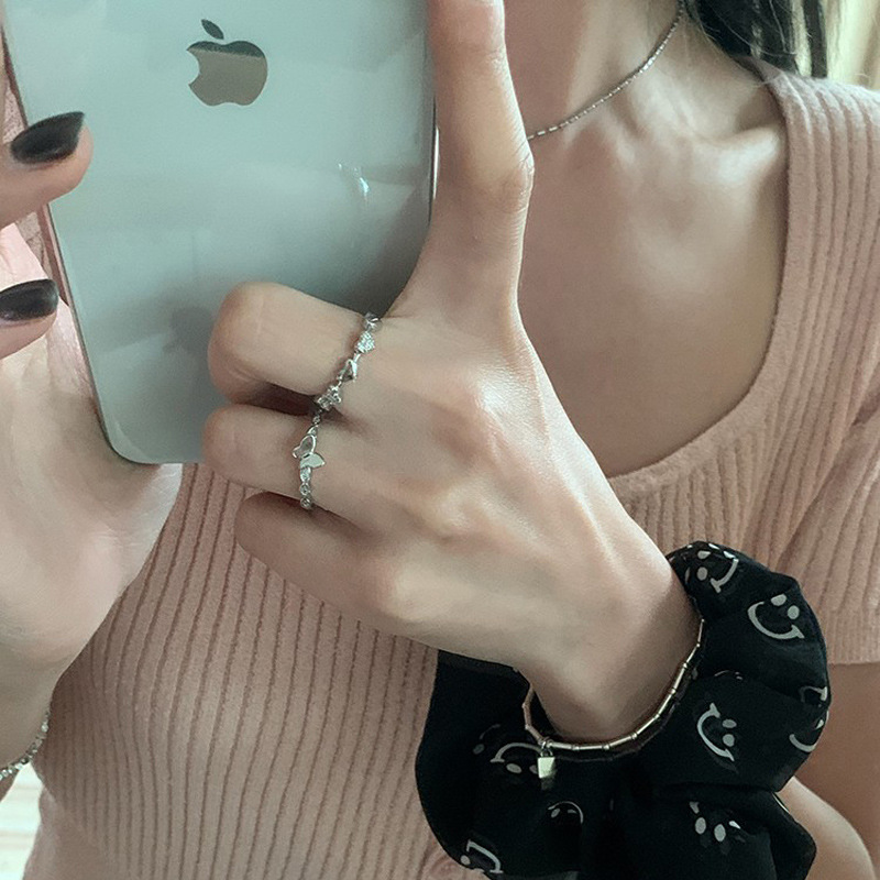 The heart-shaped butterfly opening ring is a niche design for women's index finger ring. It features a minimalist, fashionable and individual style on Instagram Specification drawing