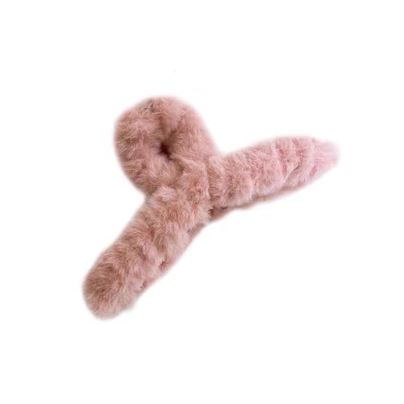 Rabbit-like plush hairpin, Han Guo autumn and winter fur hairpin, back of the head updo hair, shark hairpin, hair accessory wholesale Item Picture