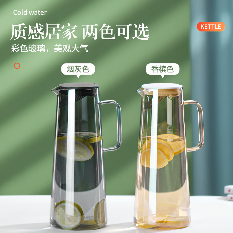 Refrigerator cold water kettle and cup set, household glass kettle, high-temperature resistant explosion-proof cold water kettle, large-capacity binding kettle and water utensils details Picture