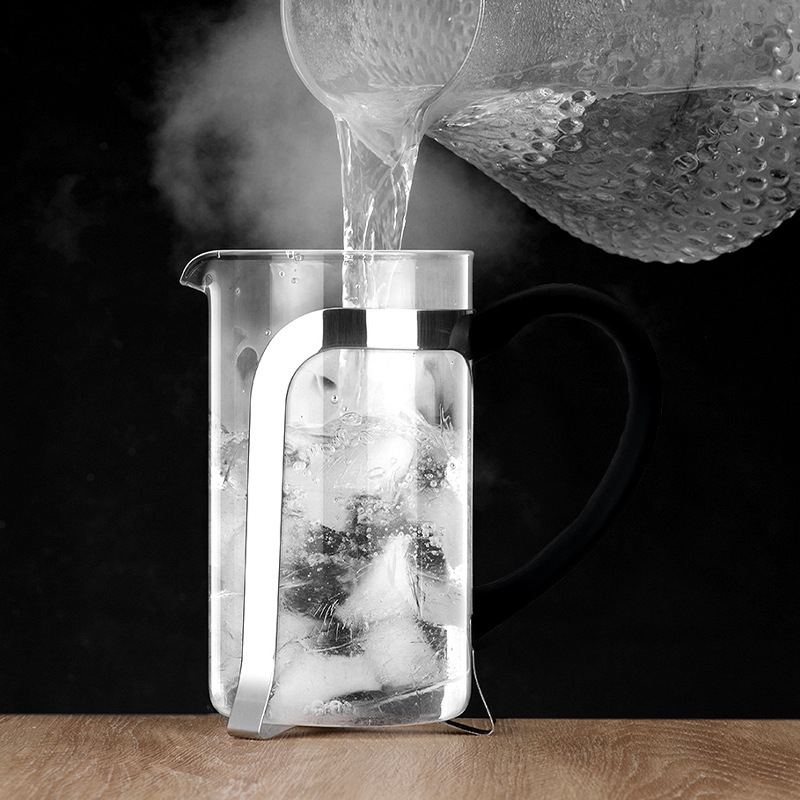 High appearance level French press, filtering coffee, hand brewing pot, home sharing pot, heat-resistant high borosilicate glass tea infuser details Picture