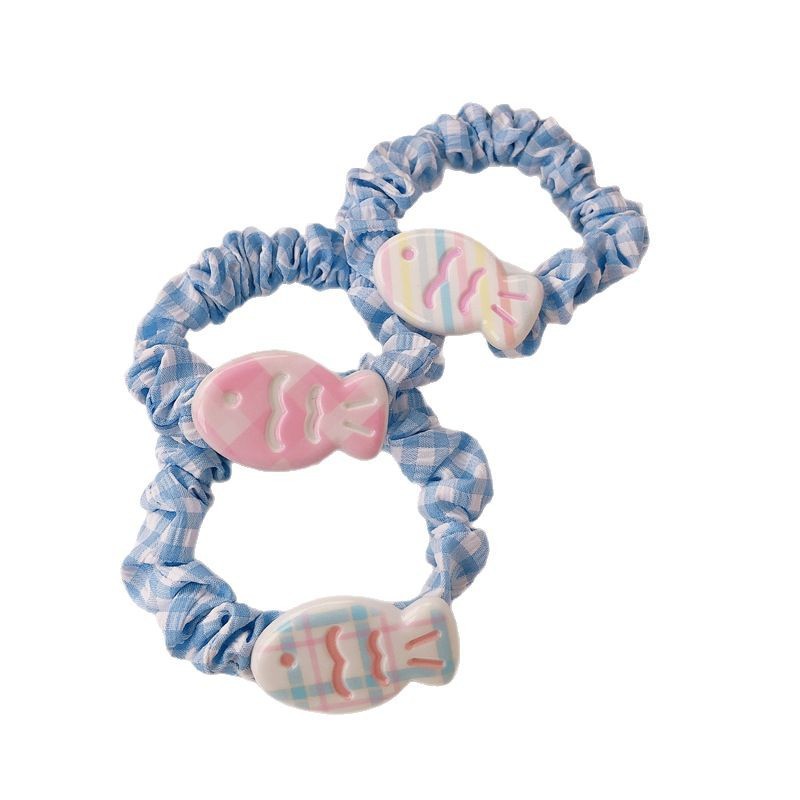 Cute little fish small intestine hair tie, children and students, hair band, hair tie, girls' double ponytail hair tie, hair accessory, headwear, hair tie Item Picture