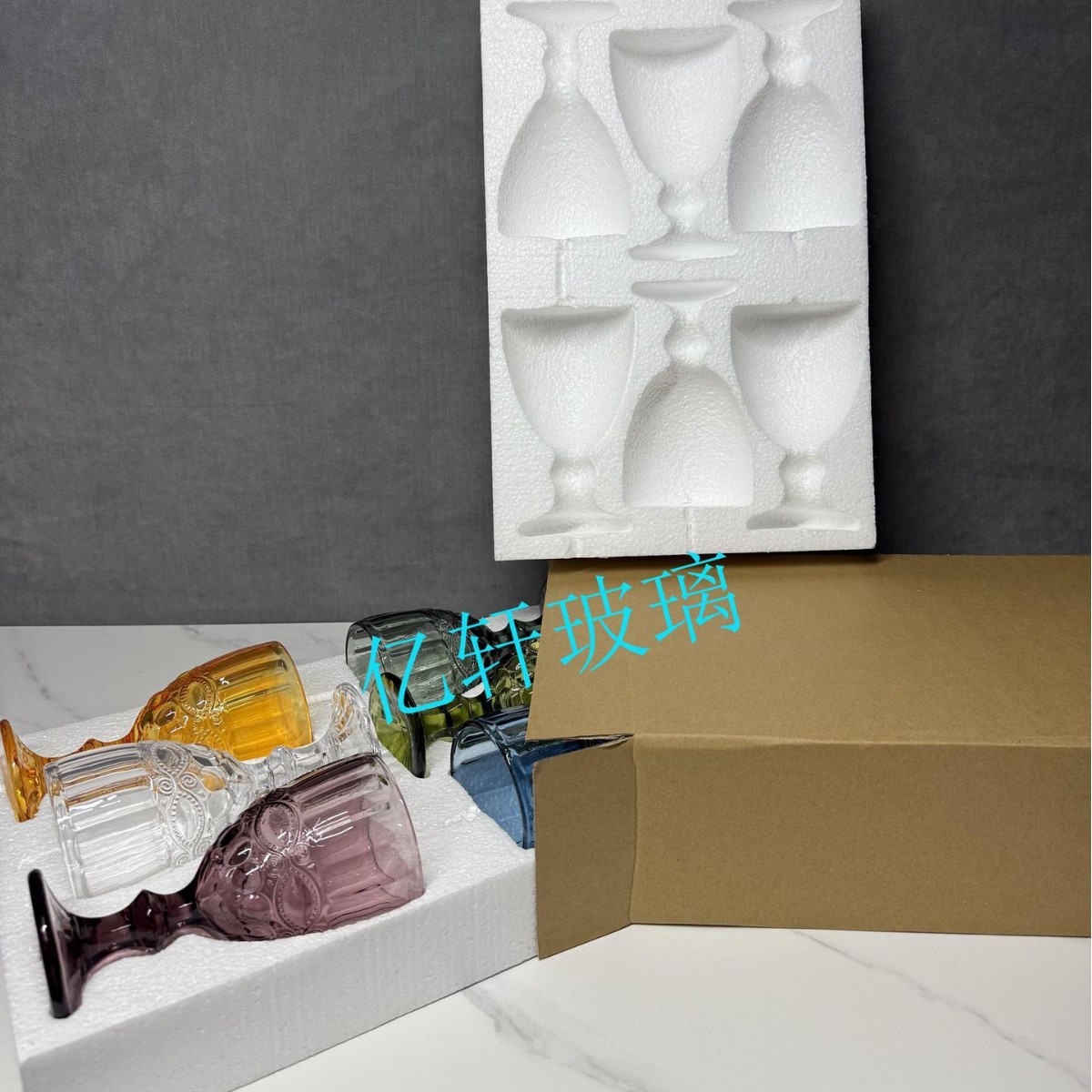Cross-border exclusive factory wholesale thickened highball glasses, vintage wine glasses, foreign trade wine sets, colored glass red wine glasses Specification drawing