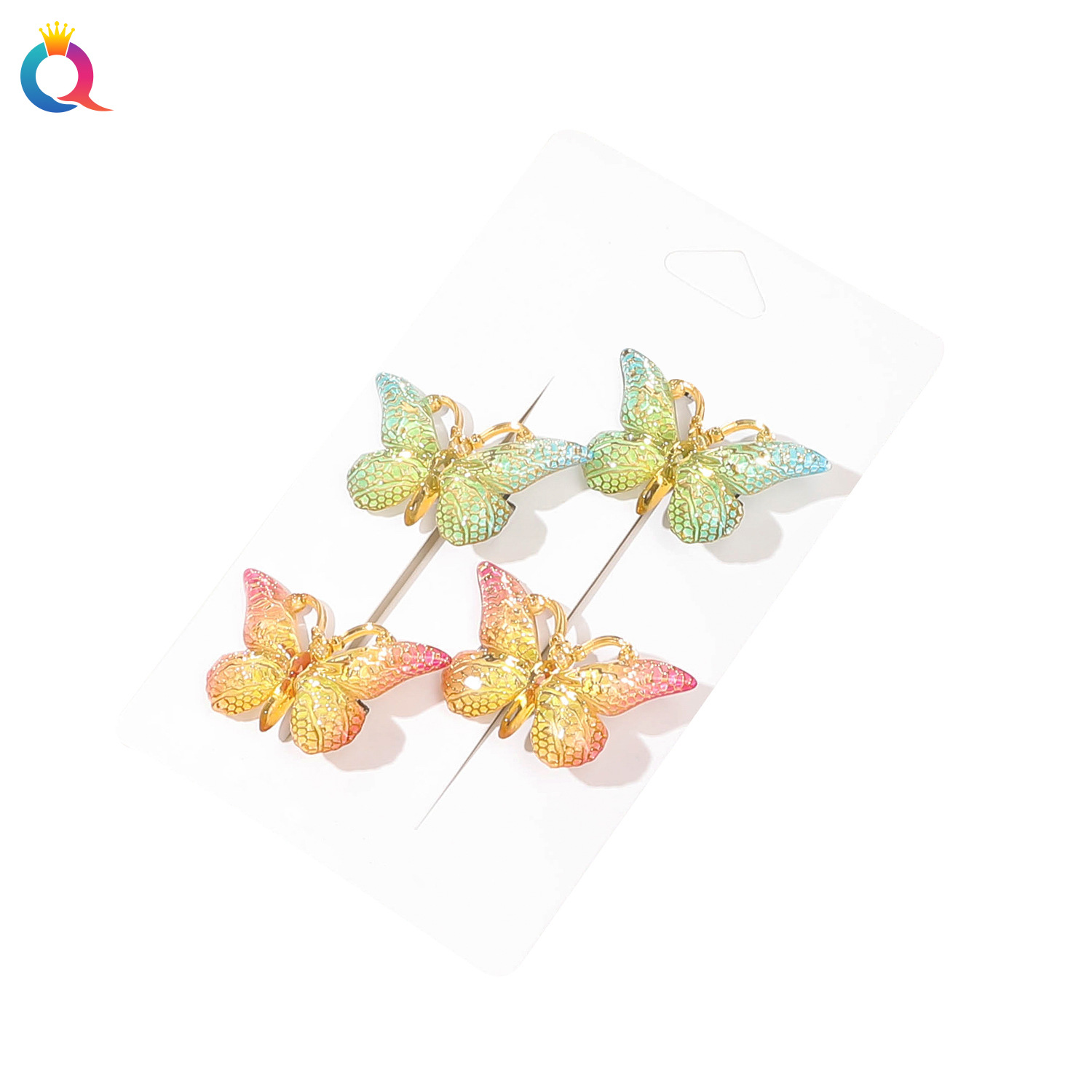 Qiyue cute butterfly duckbill clips, gradient color small hairpins, bangs clips, high-end hairpins and hair accessories wholesale Item Picture