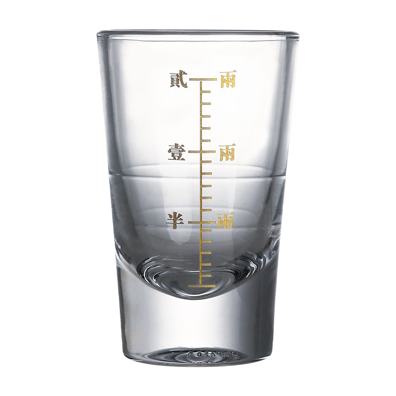 Jinshan Baijiu Cup with scale for home use, 2-ounce gold foil glass wine cup, 100ml high-end wine pot, wine utensils and measuring cup Item Picture