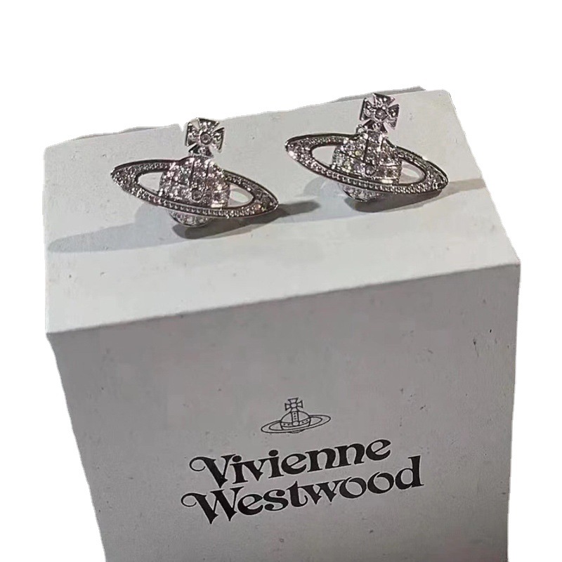 New Western-style Saturn full diamond stud earrings, three-dimensional planet, simple and individual earrings, niche and trendy, exquisite earrings Item Picture