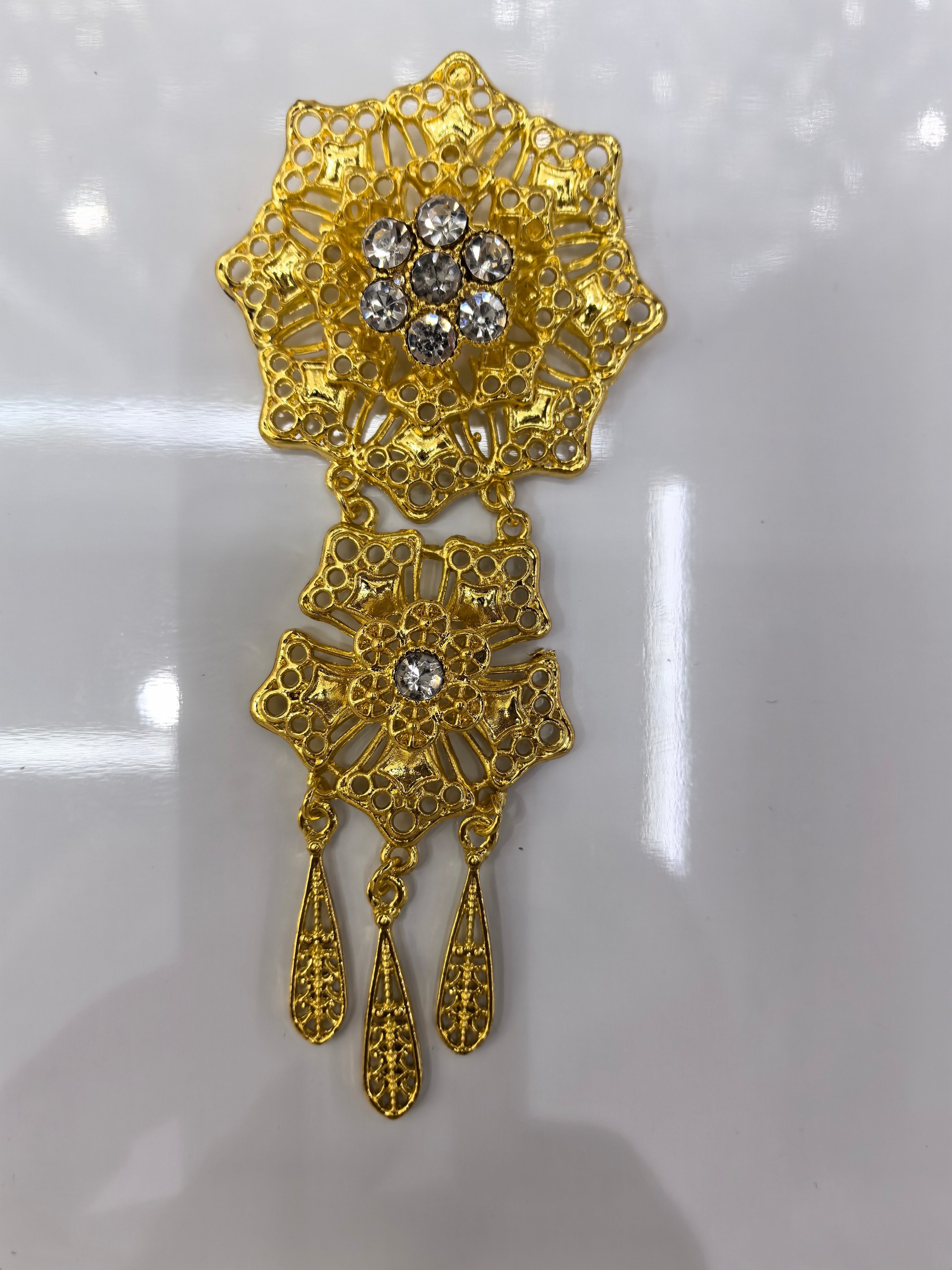 欧美风镶嵌水钻花朵腰链复古合金叶子流苏身体链可调节连衣裙腰饰