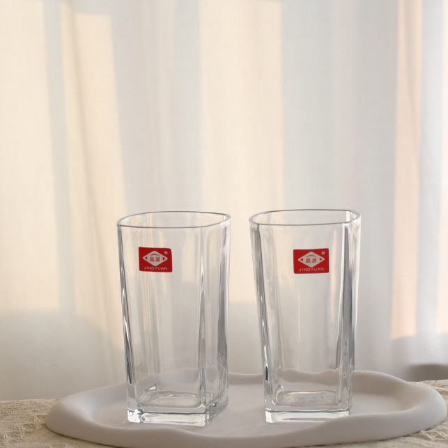 Square straight glass cups for home use, hotels and restaurants, thick-bottomed square octagonal dining cups, straight glass tea cups Application Scenario