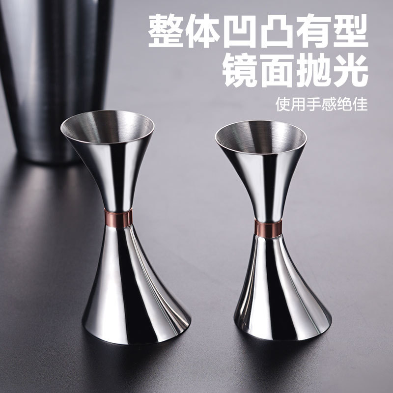 304 stainless steel waist-shaped inclined measuring cup, bar double-headed cocktail glass, cocktail quantitative ounce cup measuring instrument details Picture