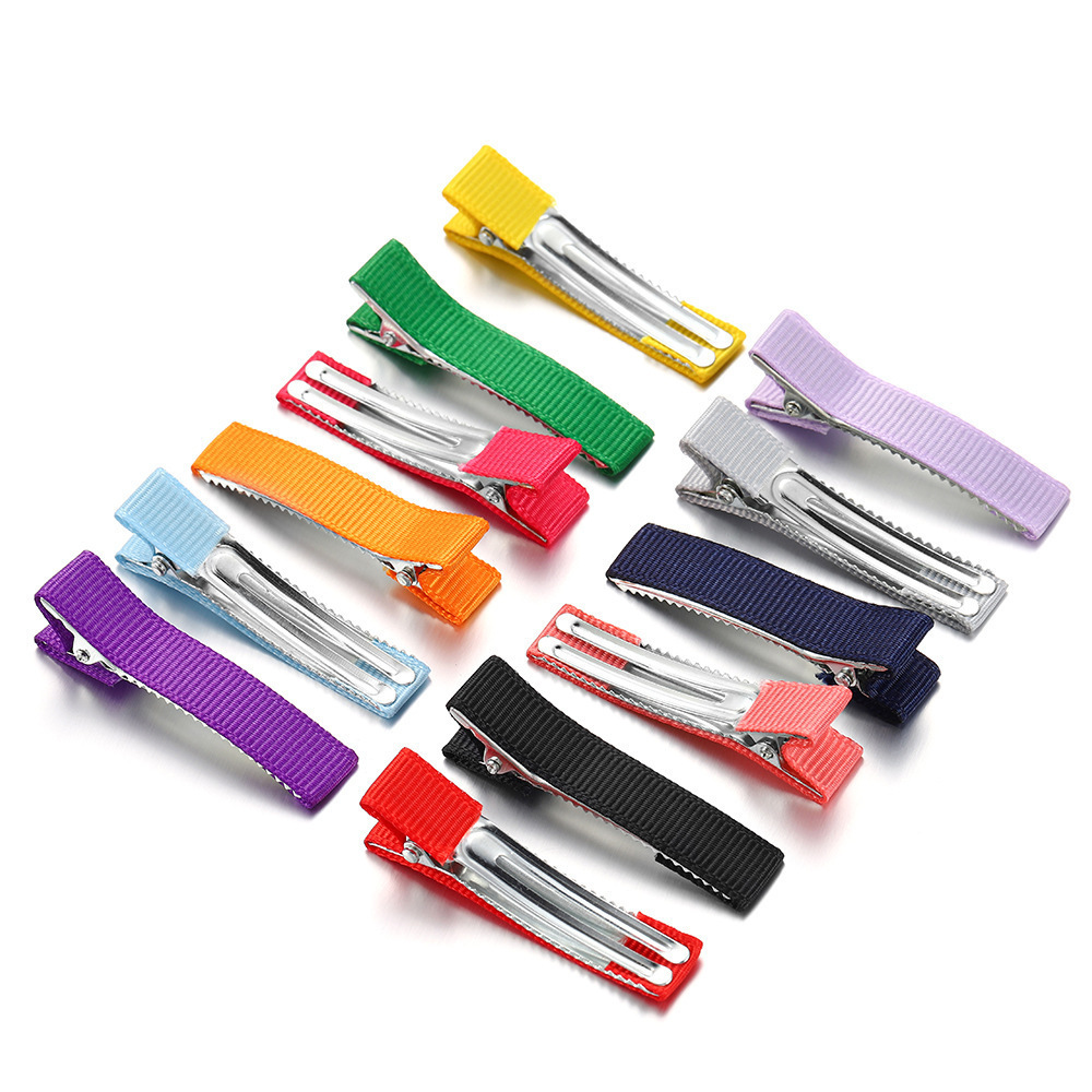 Red and black fabric diy hair clips, children's hair accessories, headwear, base clips, handcrafted clips, materials, duckbill clips wholesale details Picture