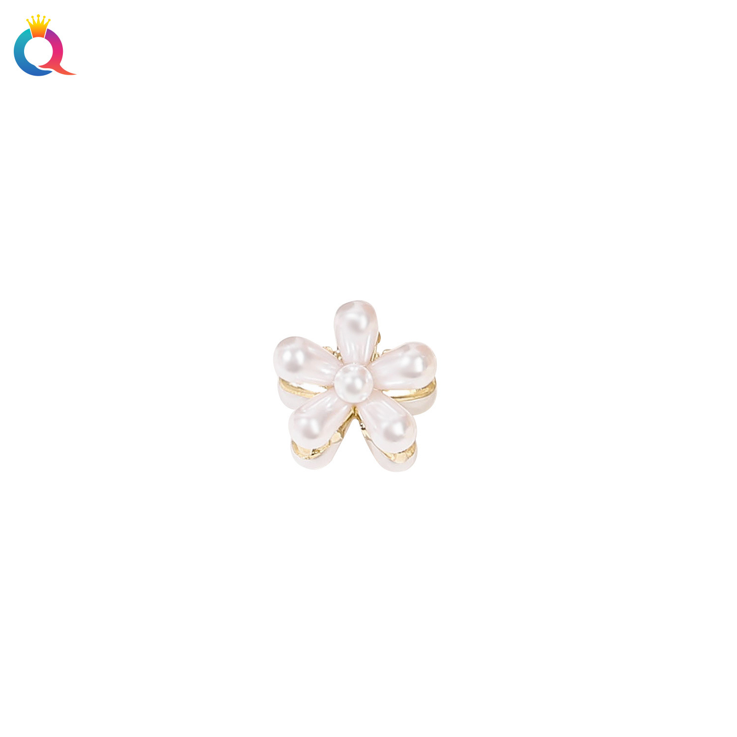 Qiyue small water diamond pearl hair clips, fashionable metal semi-tied hair clips, shark clips, high-end hair accessories wholesale Item Picture