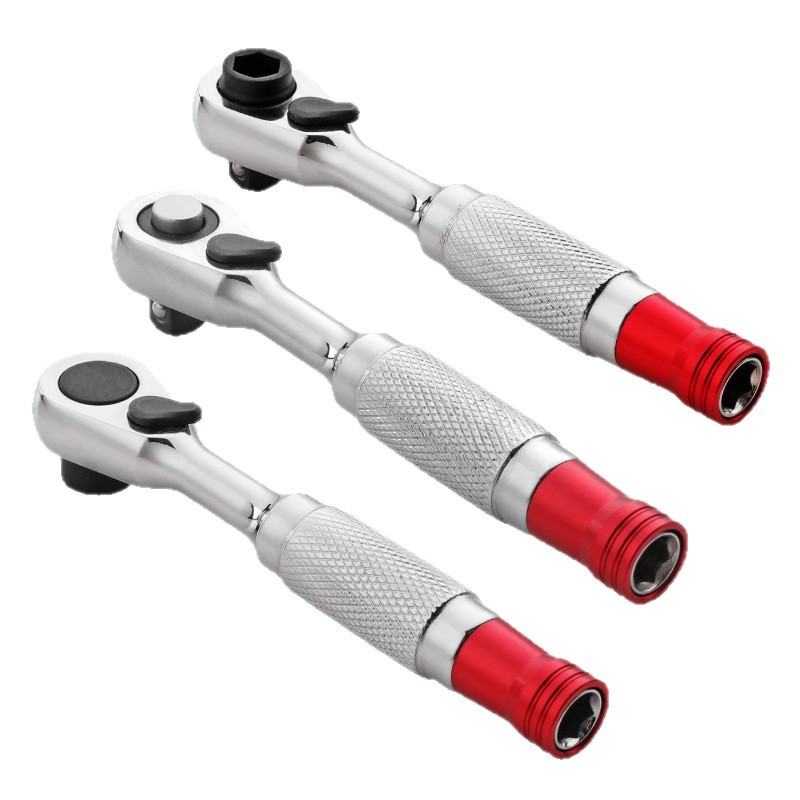 1/4 quick ratchet wrench, small flying socket, mini adjustable head screwdriver, bit handle, double-head, bidirectional fast wrench Item Picture